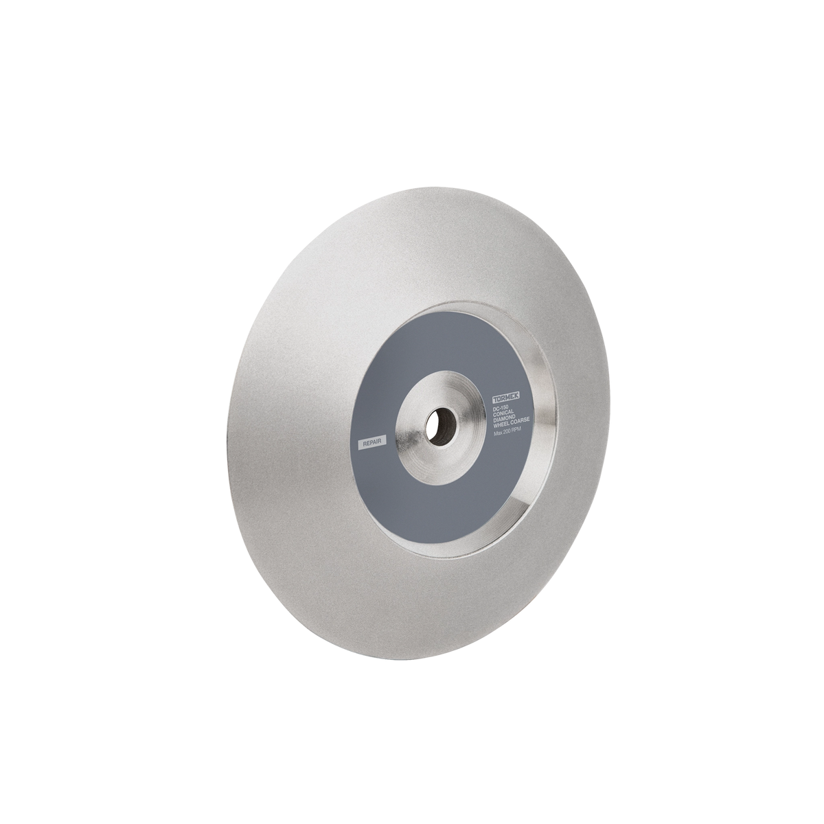 Perspective view of the conical diamond wheel coarse with the word Repair on the label