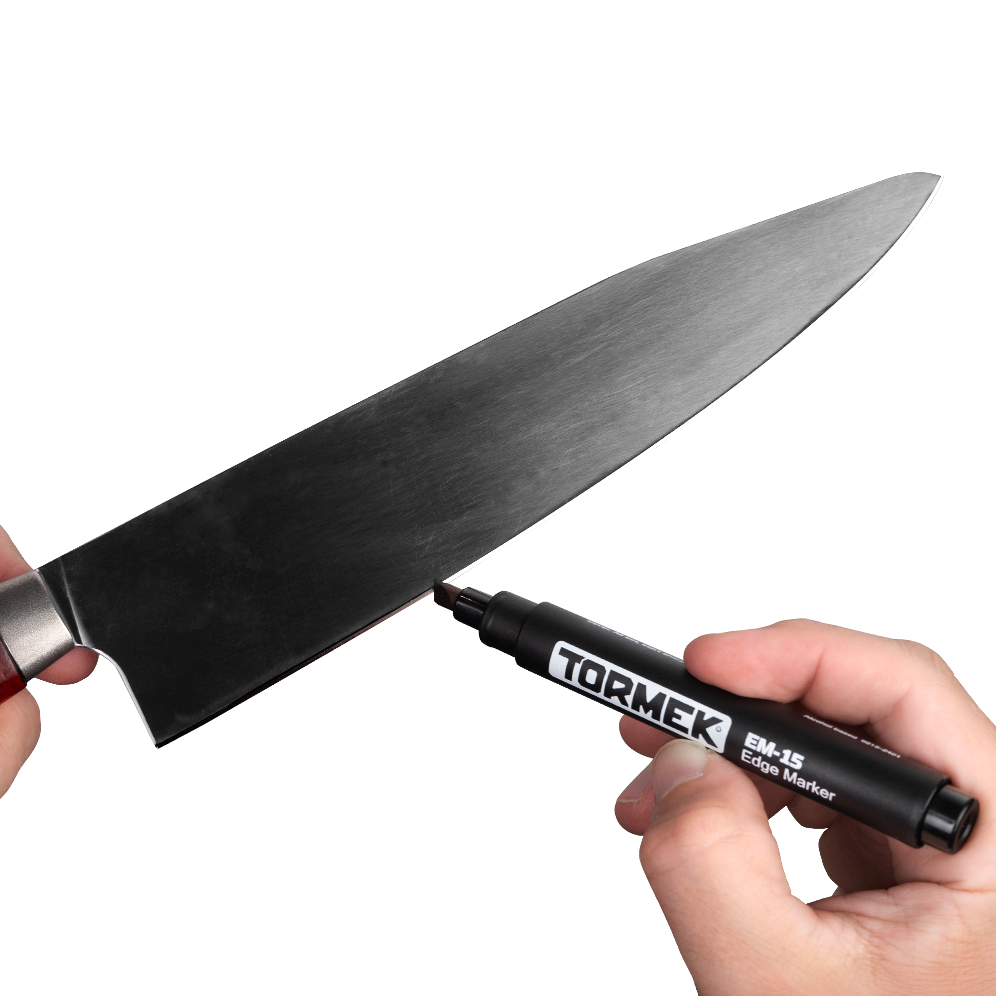 Marking the knife's edge with EM-15 Edge Marker